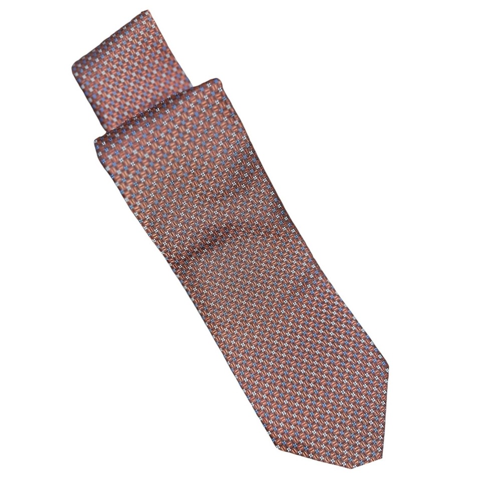Brooks Brothers Makers and Markers Tie Mens Copper Navy Micro Print Silk Classic